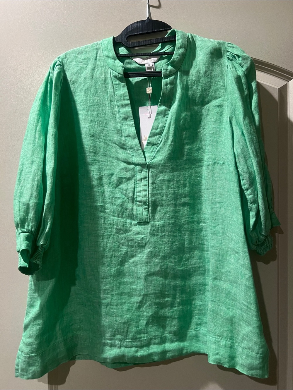Lilly Pulitzer Seafoam Green Linen Split-Neck Tunic